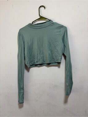 Fashion Nova Sage Green Long Sleeve Crop Top
